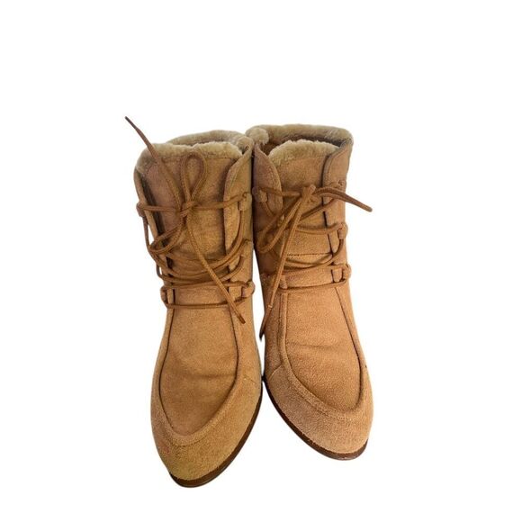 UGG Analise Chestnut Lace Up Ankle Boots Suede Chunky Heel Size 10 - Picture 7 of 13